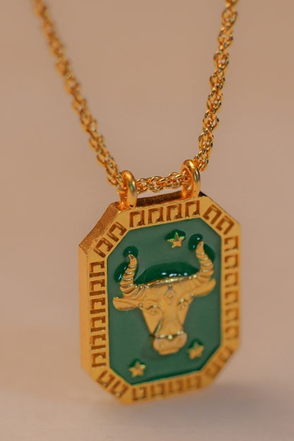 Taurus Zodiac Tablet Necklace 