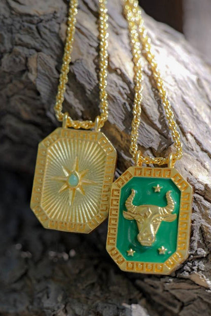 Taurus Zodiac Tablet Necklace 