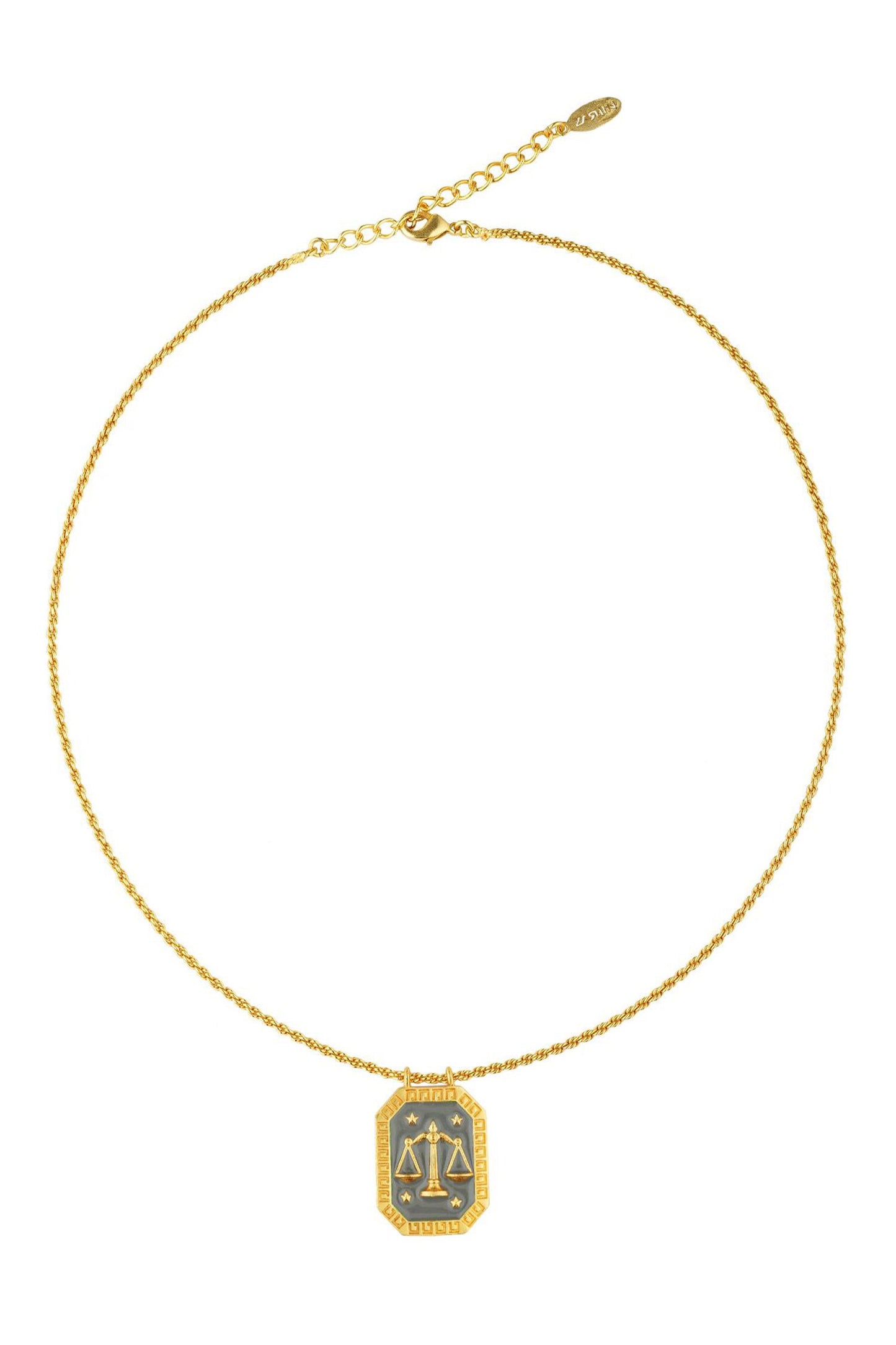 Libra Zodiac Tablet Necklace with Opal 
