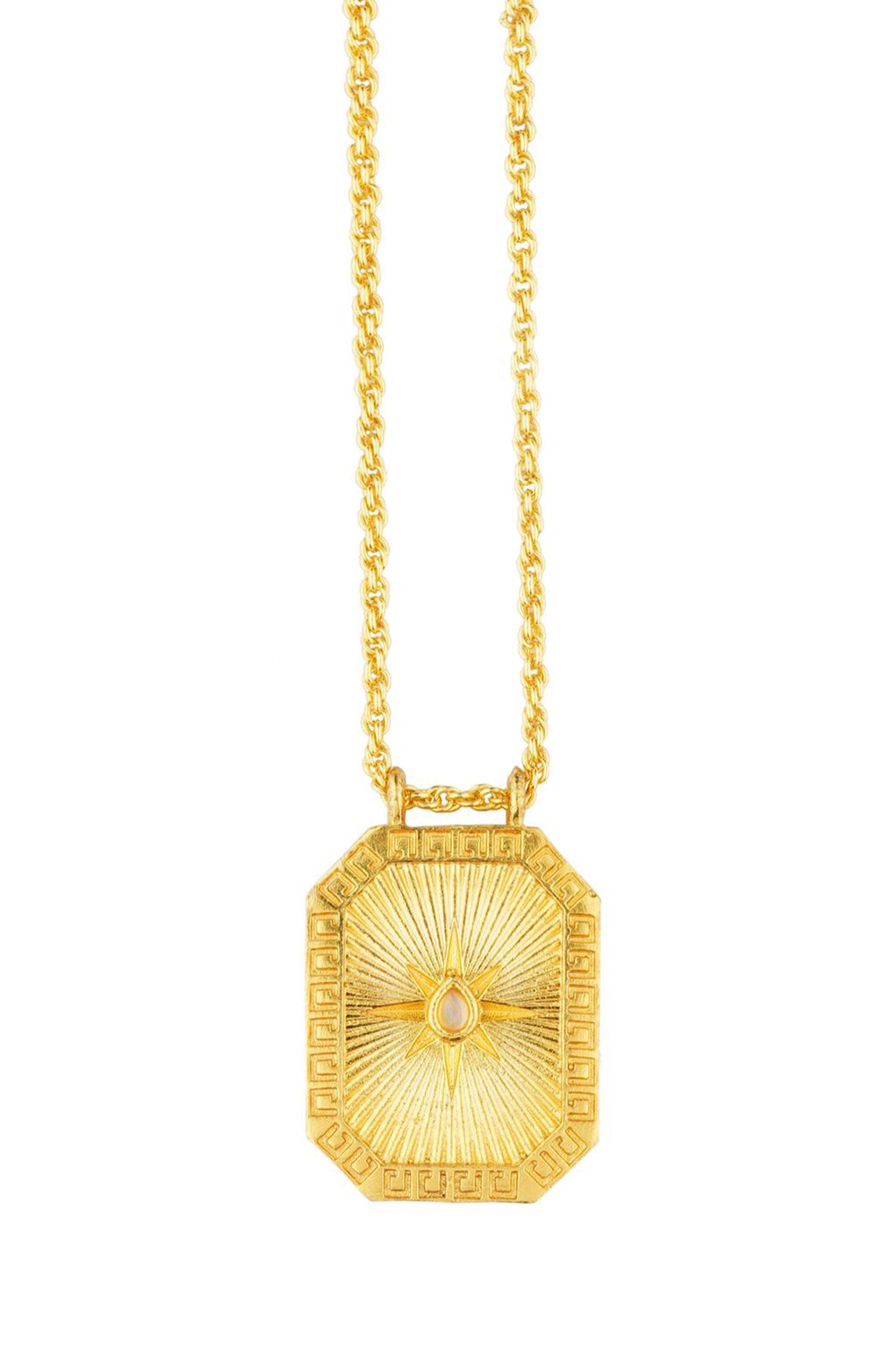 Libra Zodiac Tablet Necklace with Opal 