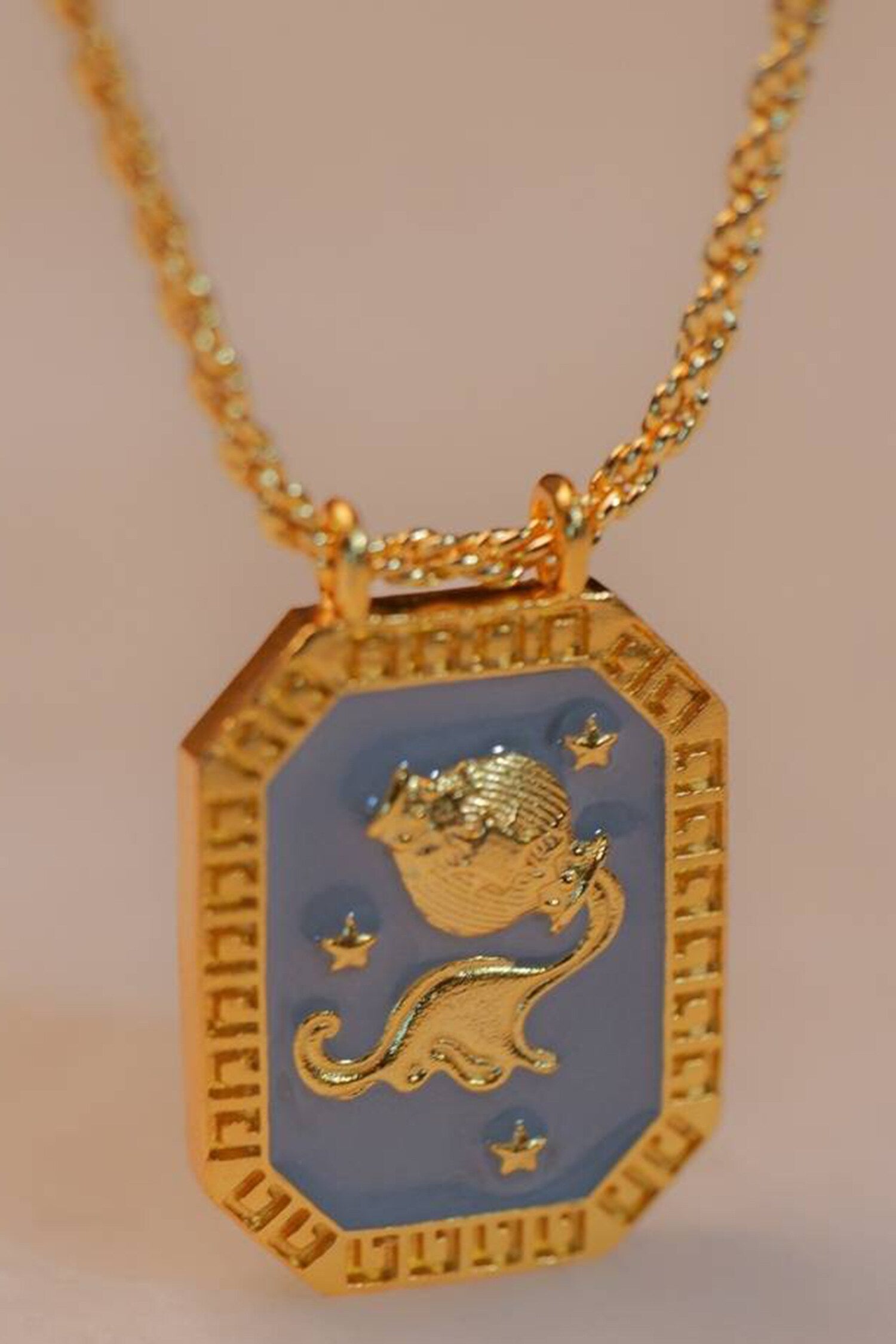 Aquarius Zodiac Tablet Necklace 