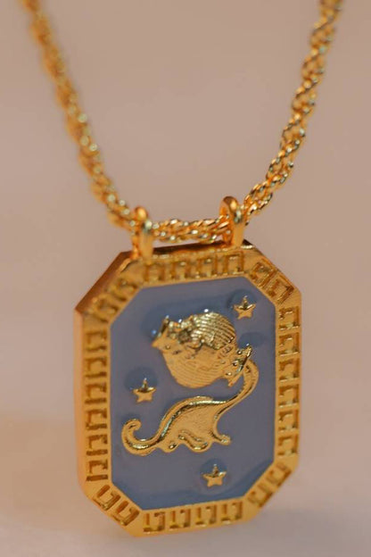 Aquarius Zodiac Tablet Necklace 