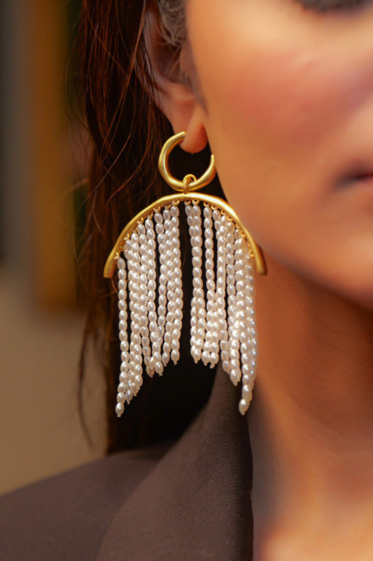 Pearl Zoned Statement Earrings 