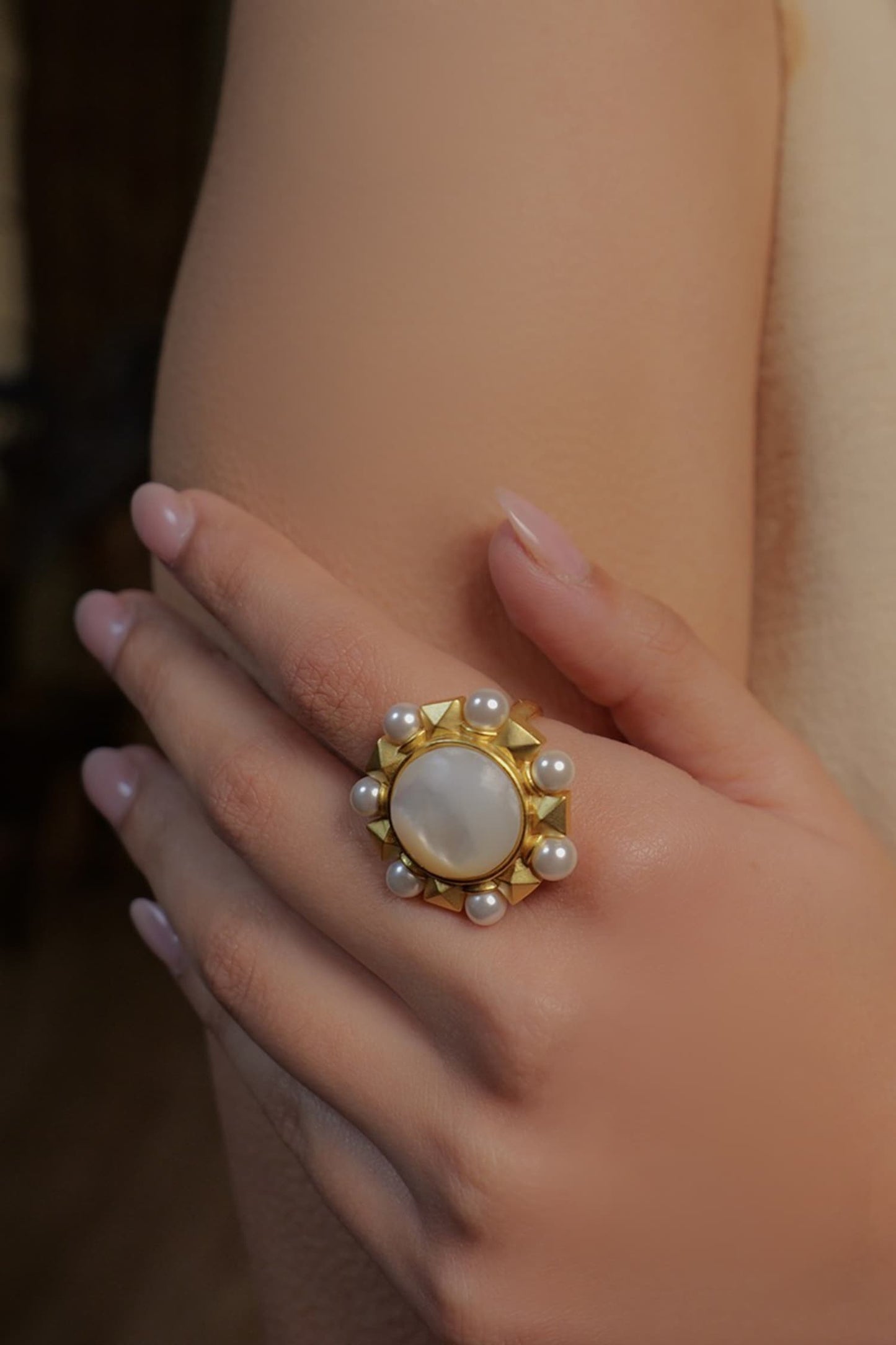 Pearl Motif Adjustable Ring 