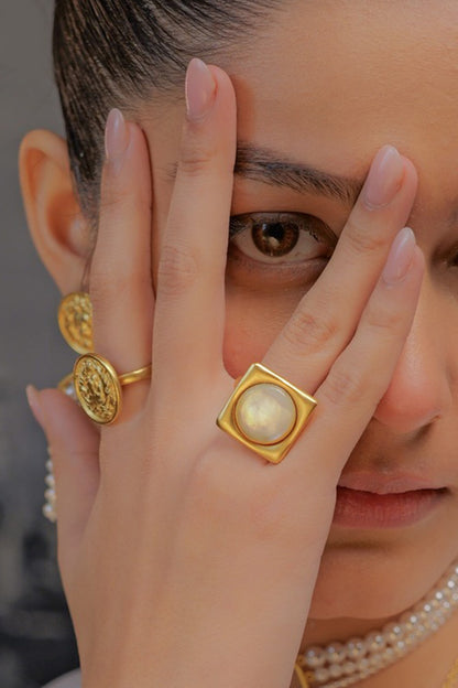 Gold Adjustable Live it Up Ring 
