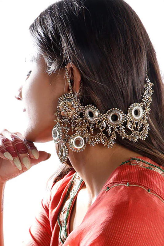 Antique Gold & Silver Dangler Earrings 