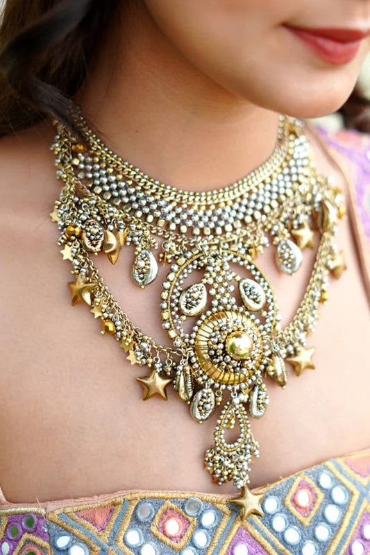 Nora Antique Gold & Silver Necklace 