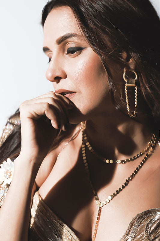Gold Makara Layered Pendant Necklace 