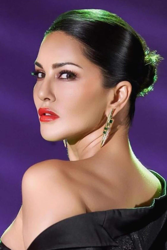 Gold & Green Stone Embellished Earrings 
