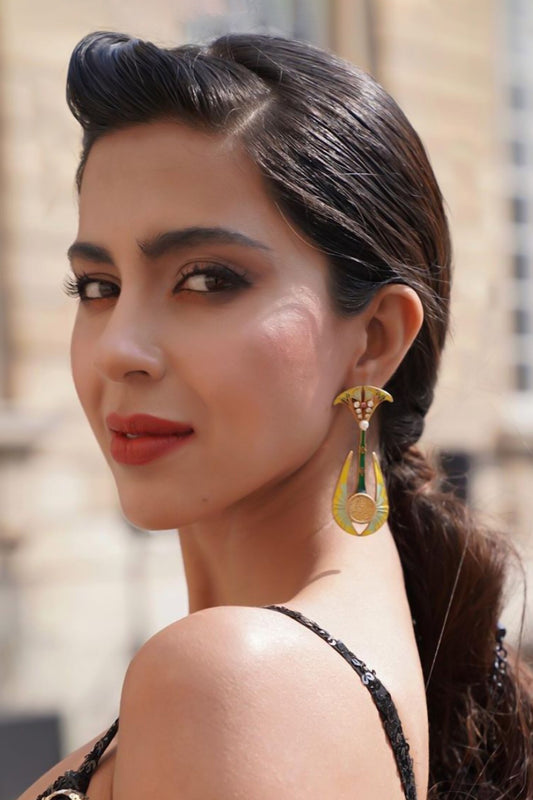 Gold & Green Enamel Tree Of Life Danglers 