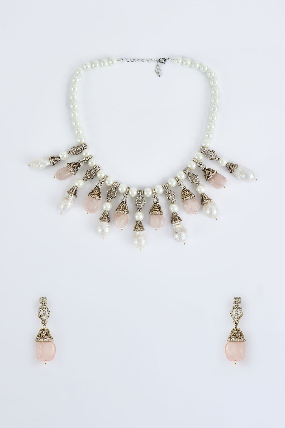 Gold & Pink Pearl Jewelry Set 