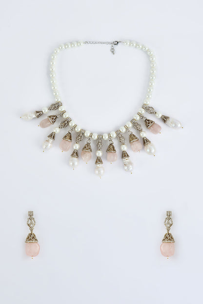 Gold & Pink Pearl Jewelry Set 