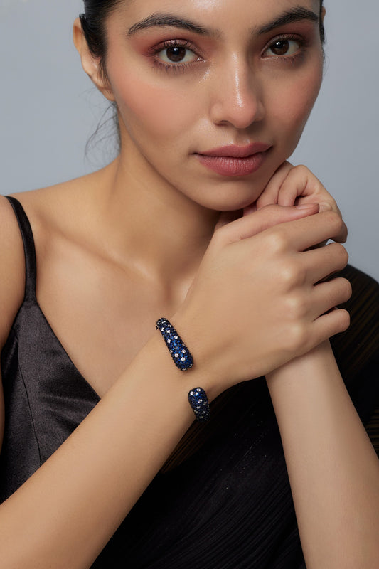 Designer Silver & Blue Zircon Bangle 