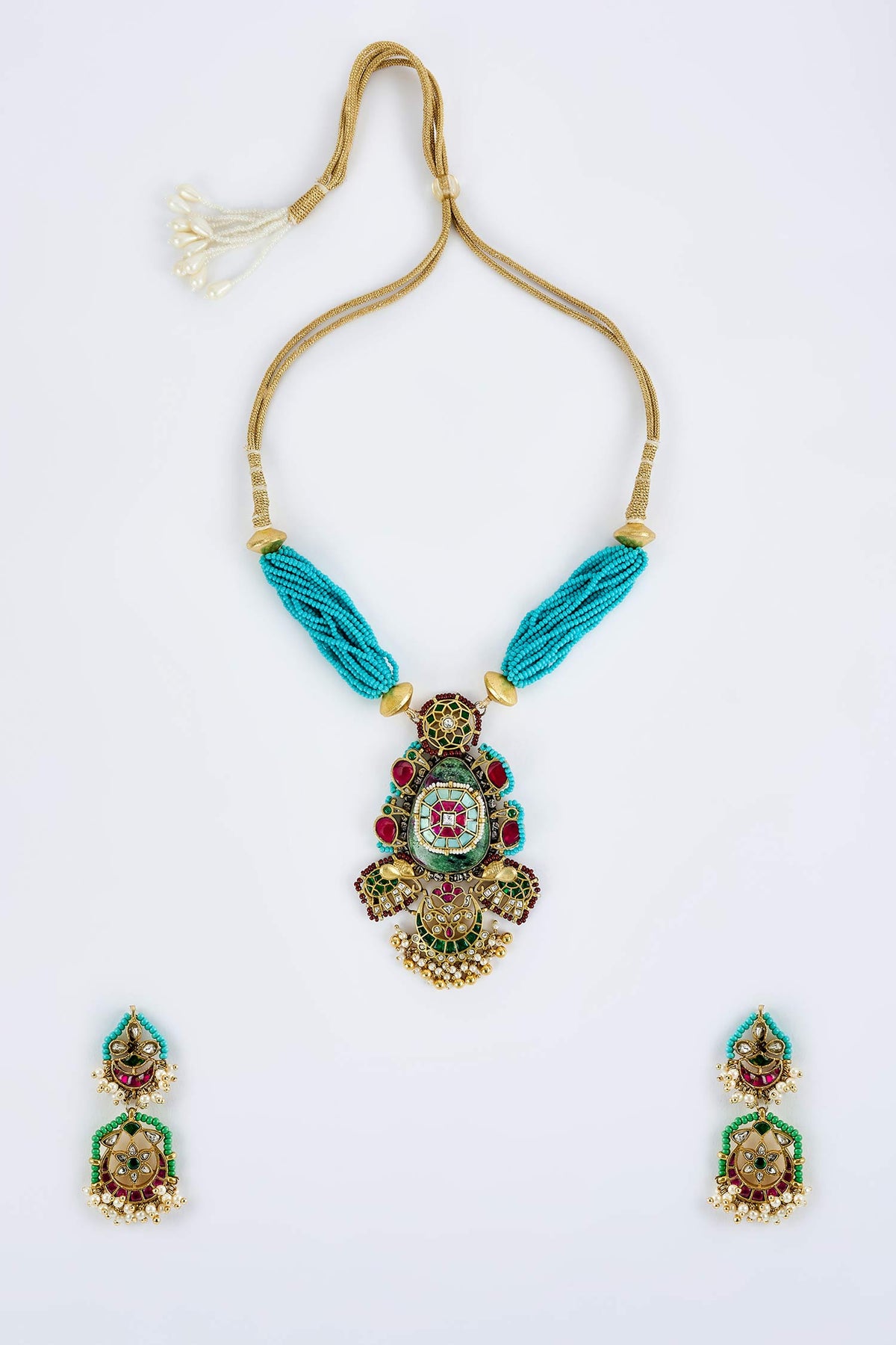 Multi Beaded Necklace & Earring Set 