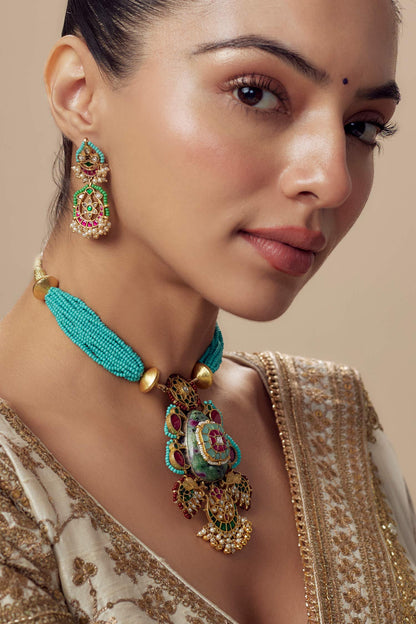 Multi Beaded Necklace & Earring Set 