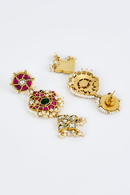 Gold Kundan Polki Necklace & Earring Set 