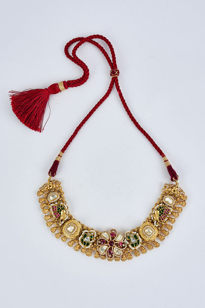 Gold Kundan Polki Necklace & Earring Set 