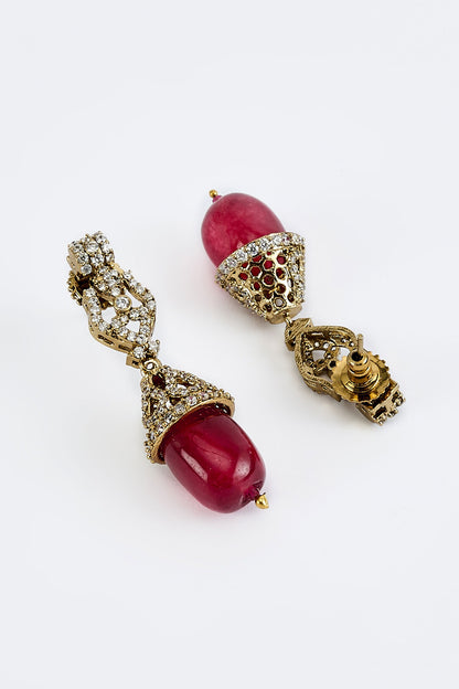 Designer Pearl & Red Stone Jewelry Set 