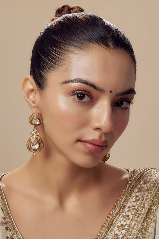 Gold Kundan Polki Danglers 
