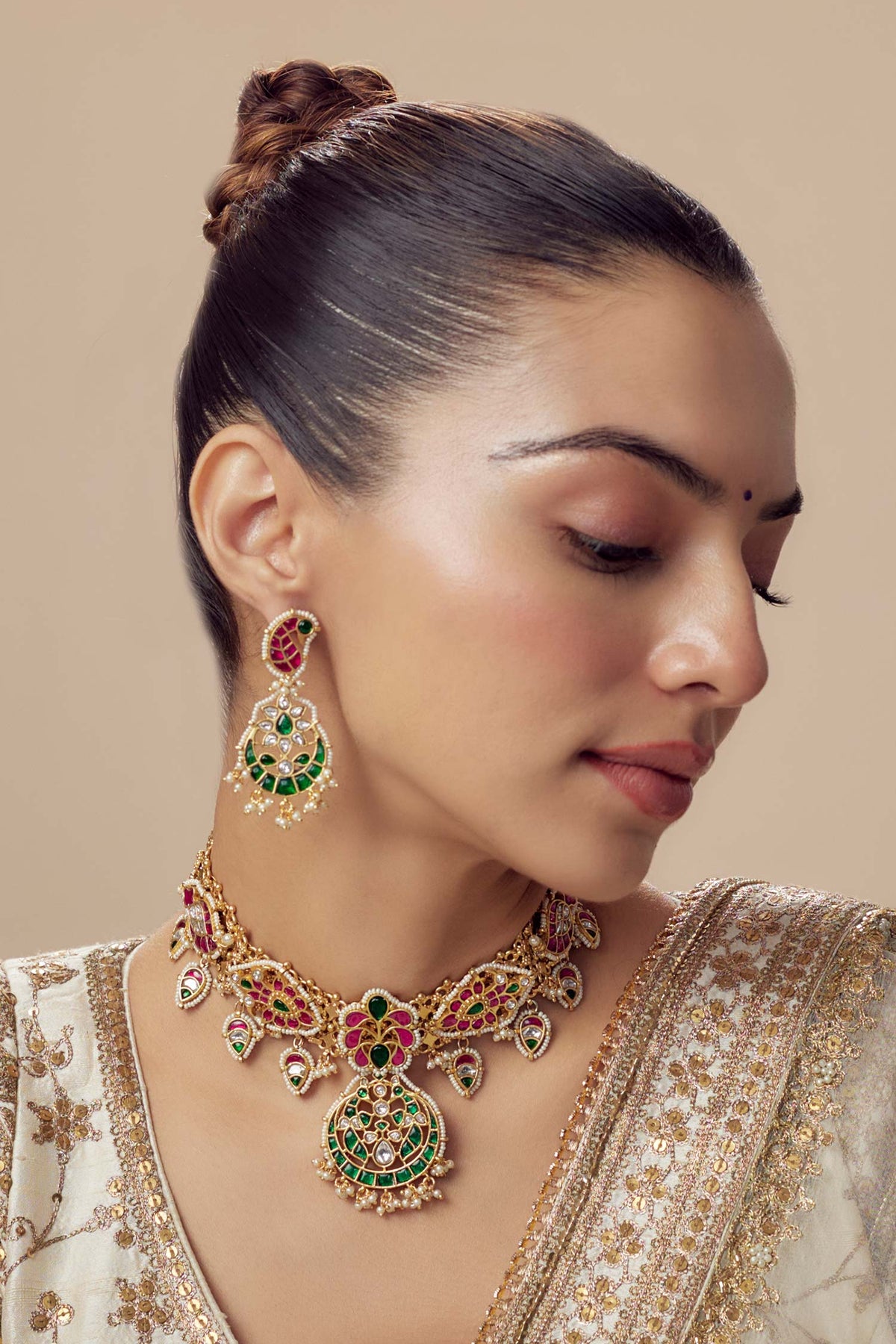 Kundan Polki Designer Jewellery Set 