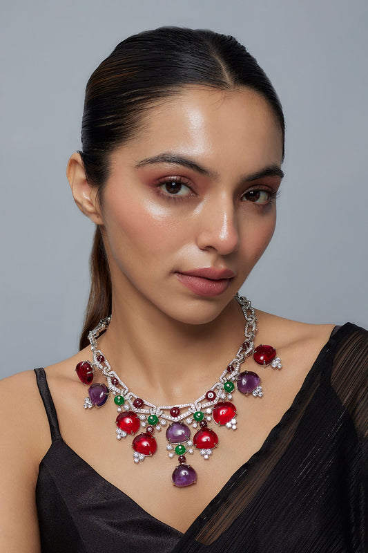 Contemporary Multi Stone Necklace 