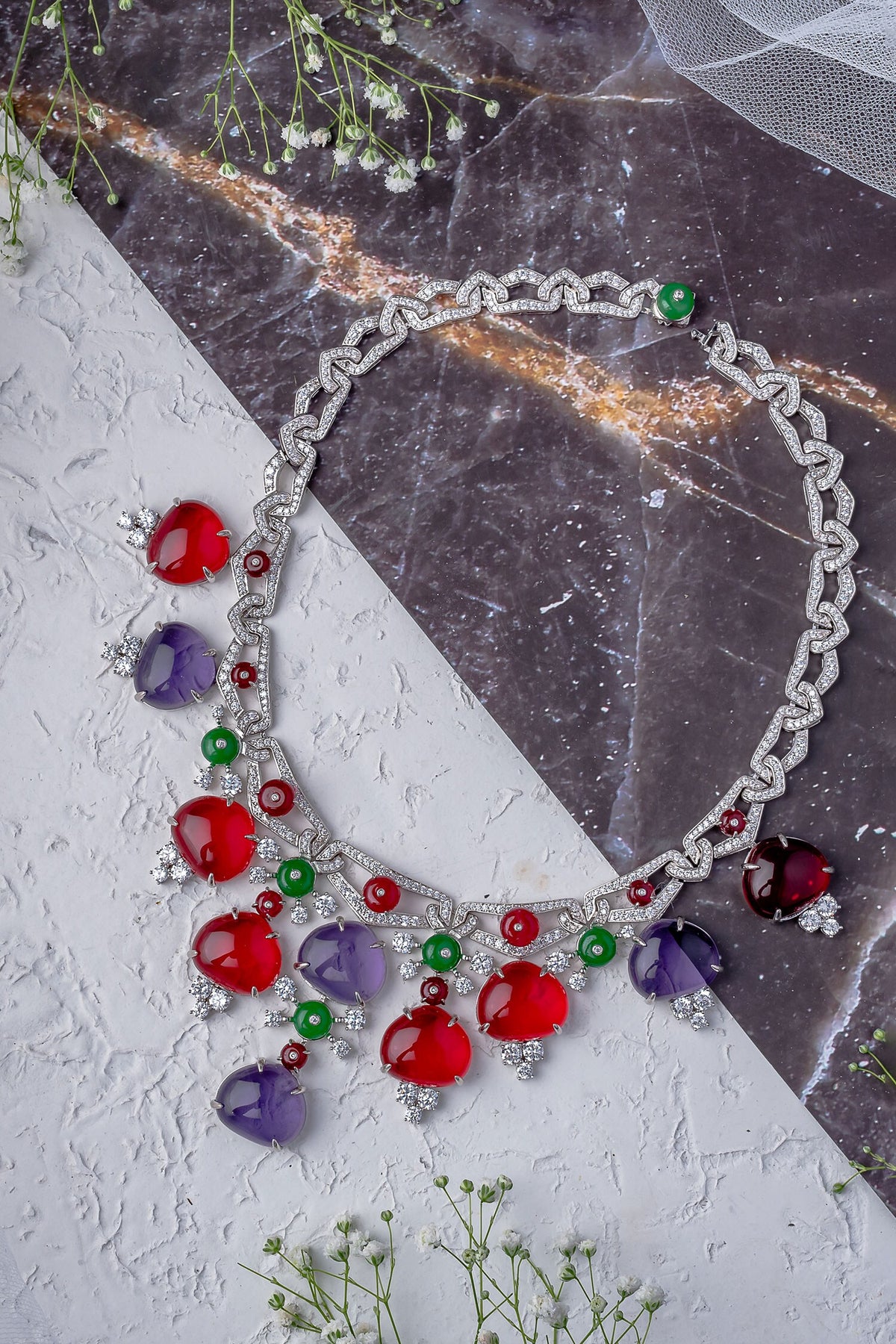 Contemporary Multi Stone Necklace 