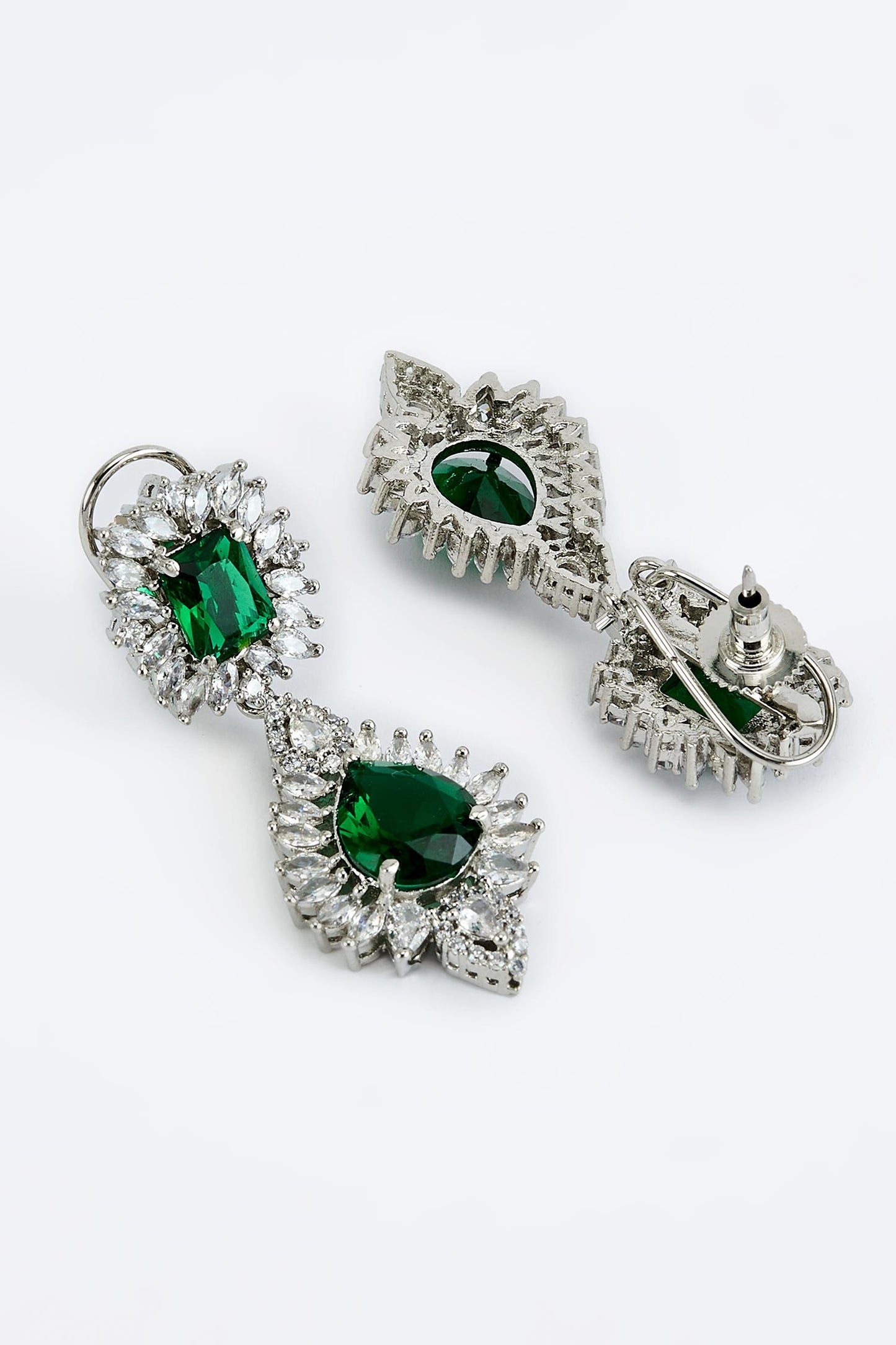 Designer Silver & Green Jewellery Set 