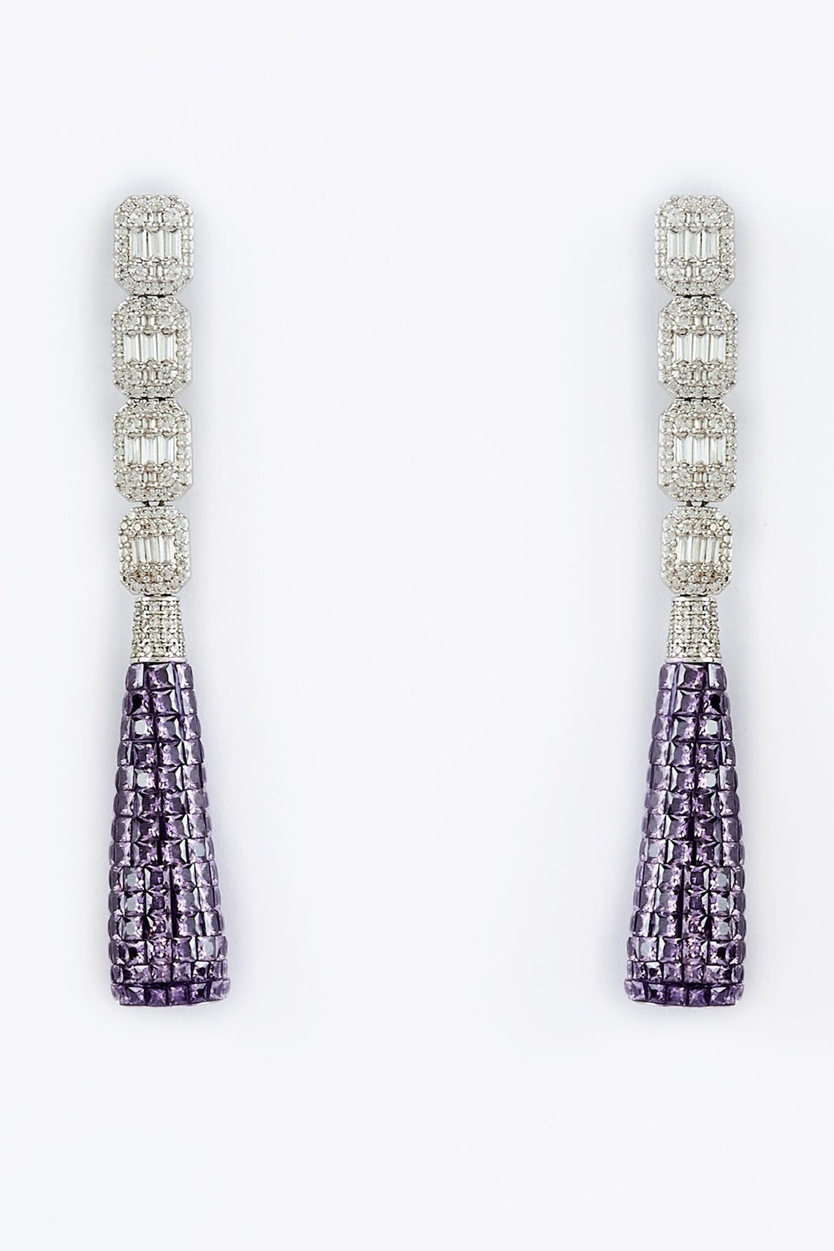 Silver & Purple Zircon Danglers 