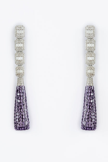 Silver & Purple Zircon Danglers 