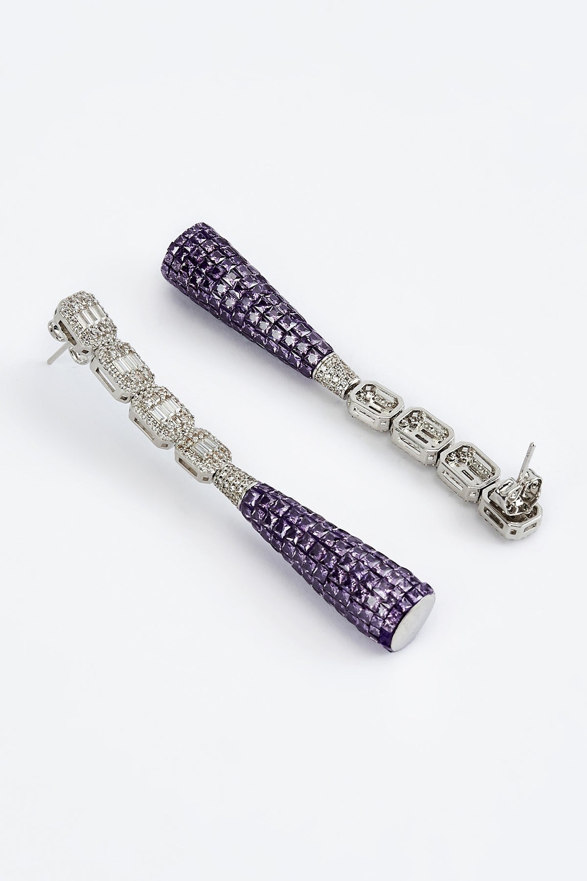 Silver & Purple Zircon Danglers 