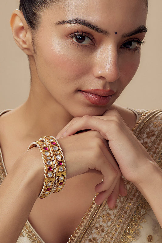 Kundan Polki Embellished Bangles 