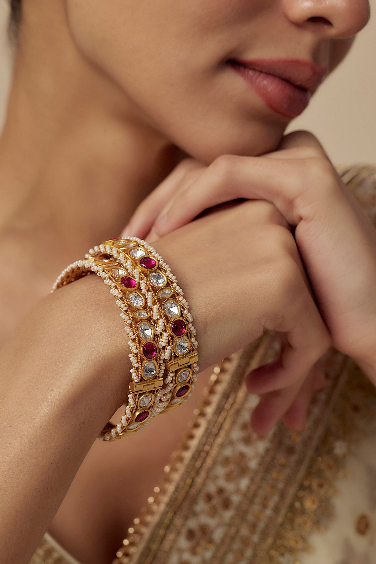 Kundan Polki Embellished Bangles 