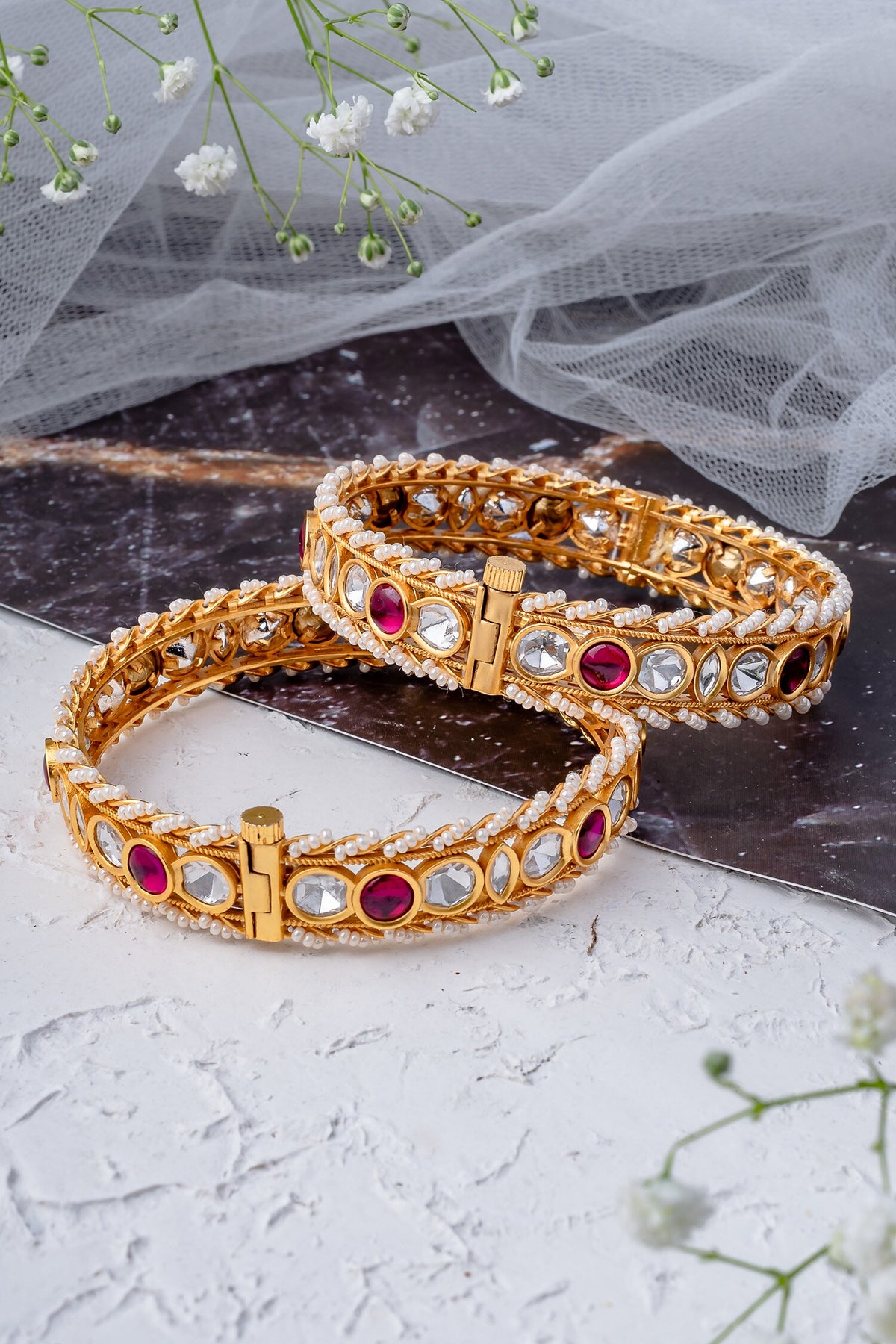 Kundan Polki Embellished Bangles 