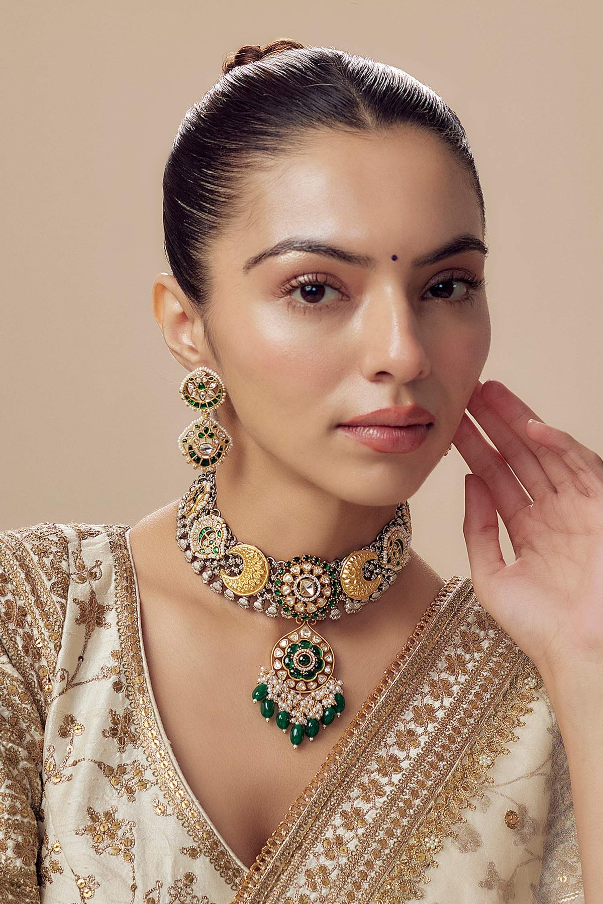 Designer Kundan Polki Jewellery Set 