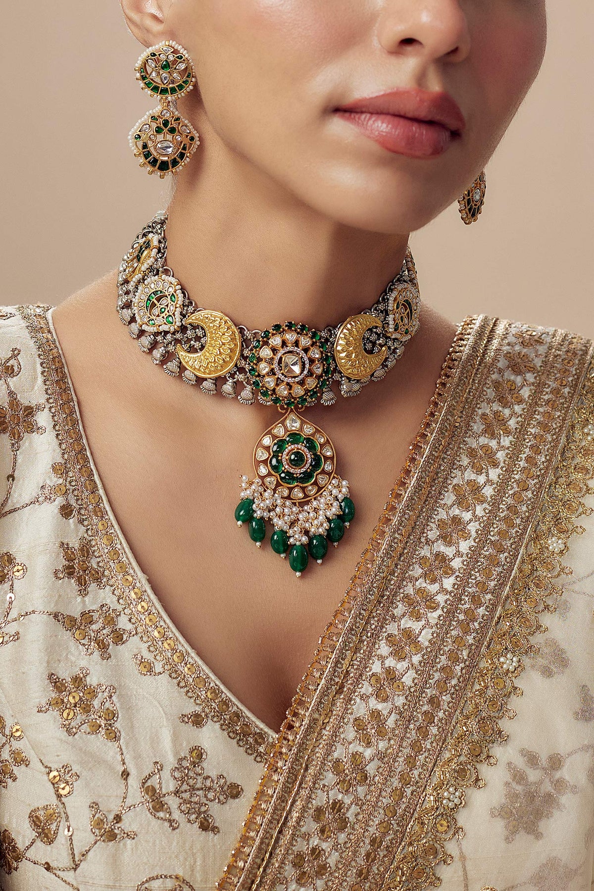Designer Kundan Polki Jewellery Set 