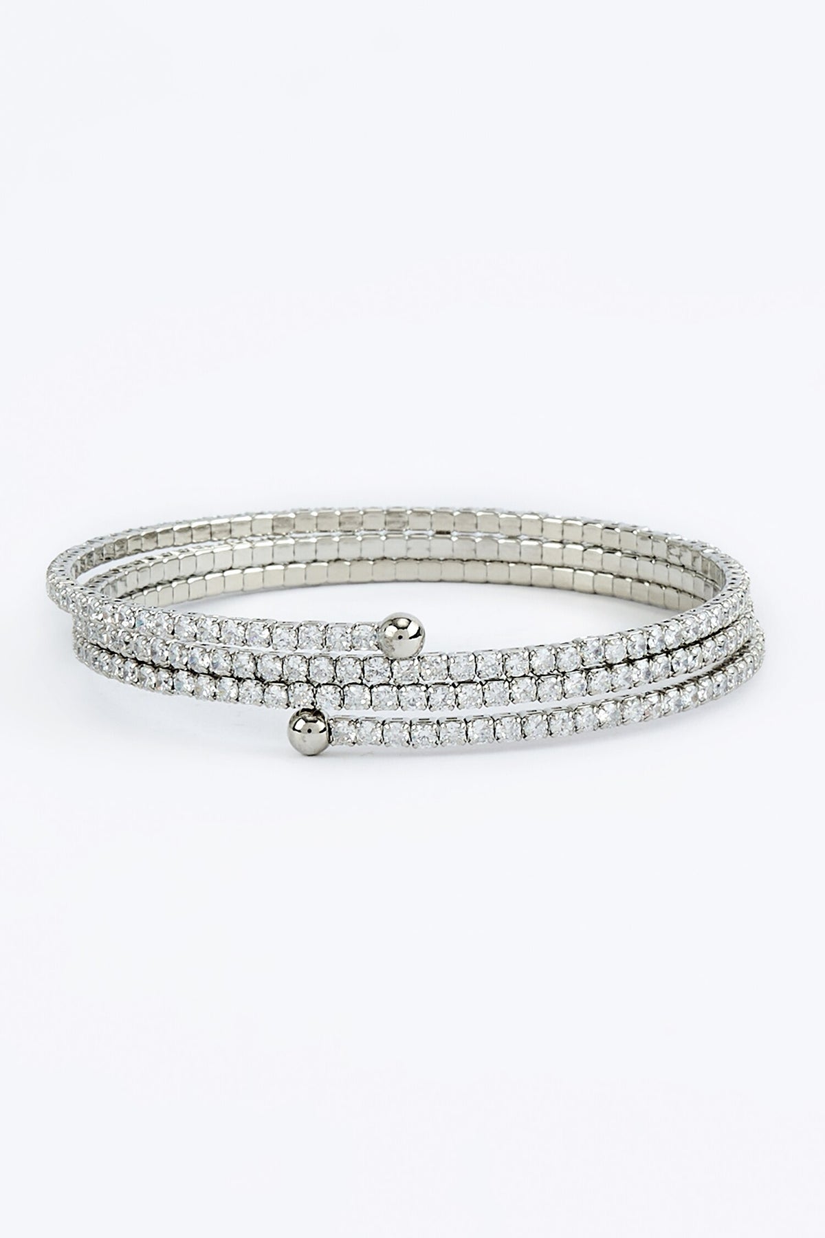 Silver Zircon Embellished Kada 