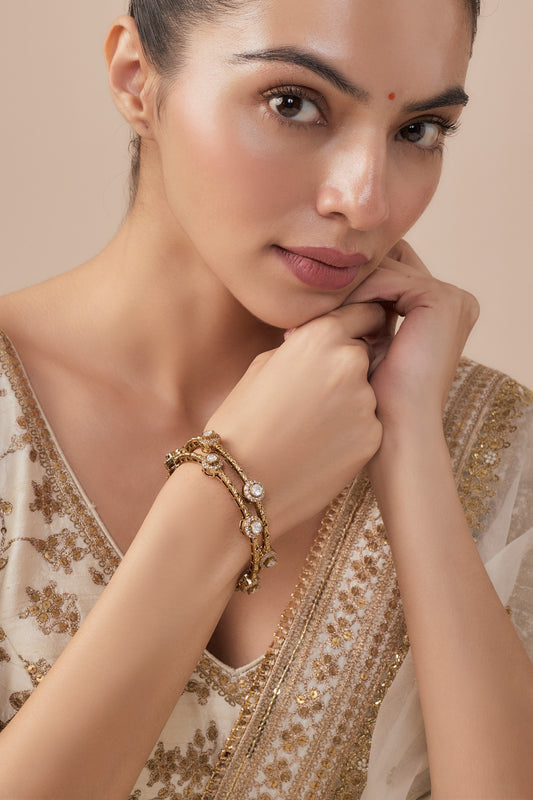 Gold Kundan Polki Designer Bangles 