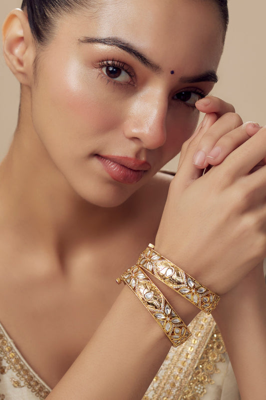 Gold Kundan Polki Designer Bangles 