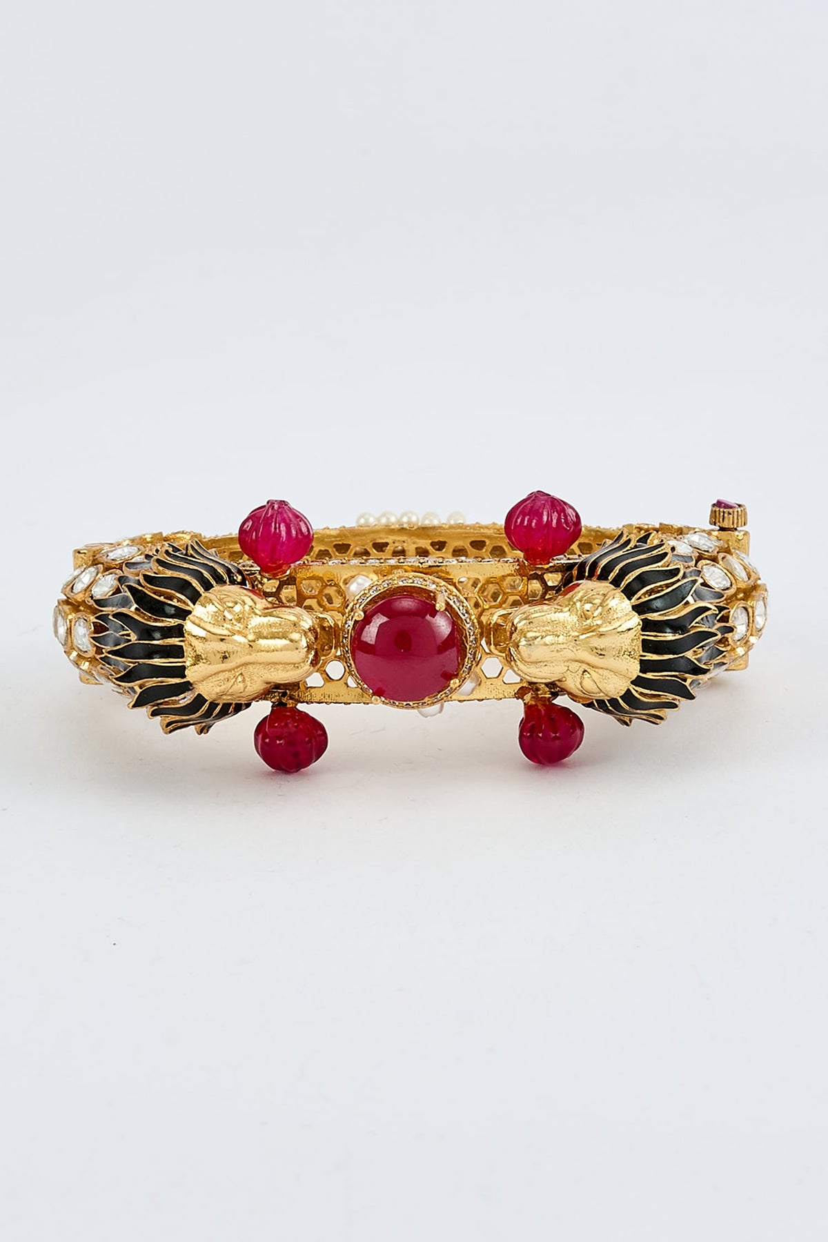 Gold & Red Kundan Polki Designer Bangle 