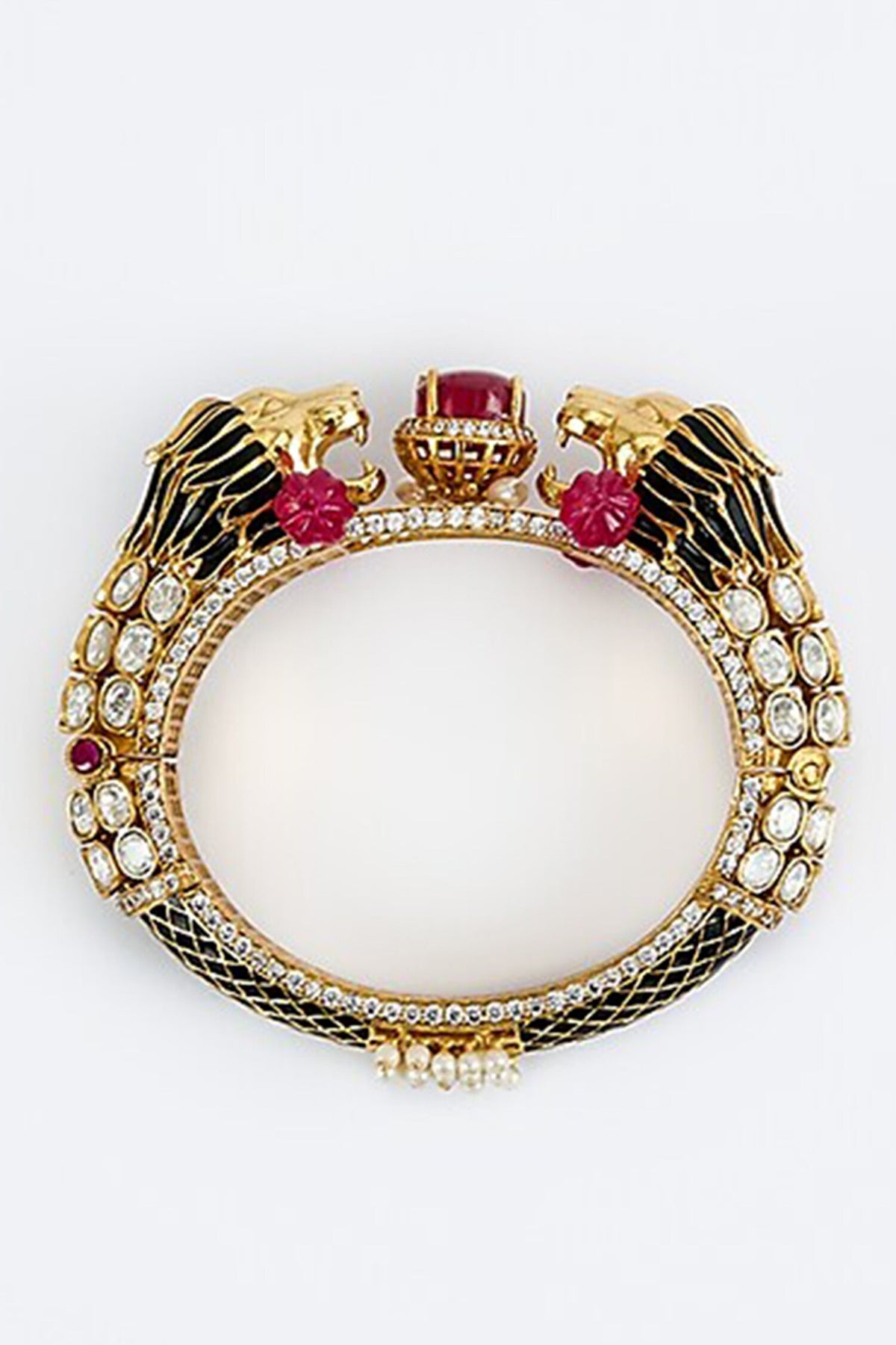 Gold & Red Kundan Polki Designer Bangle 