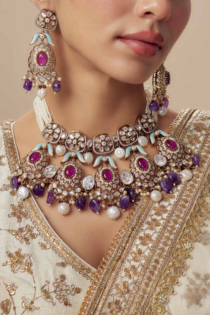 Kundan Polki Designer Jewellery Set 