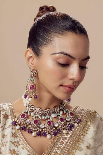 Kundan Polki Designer Jewellery Set 