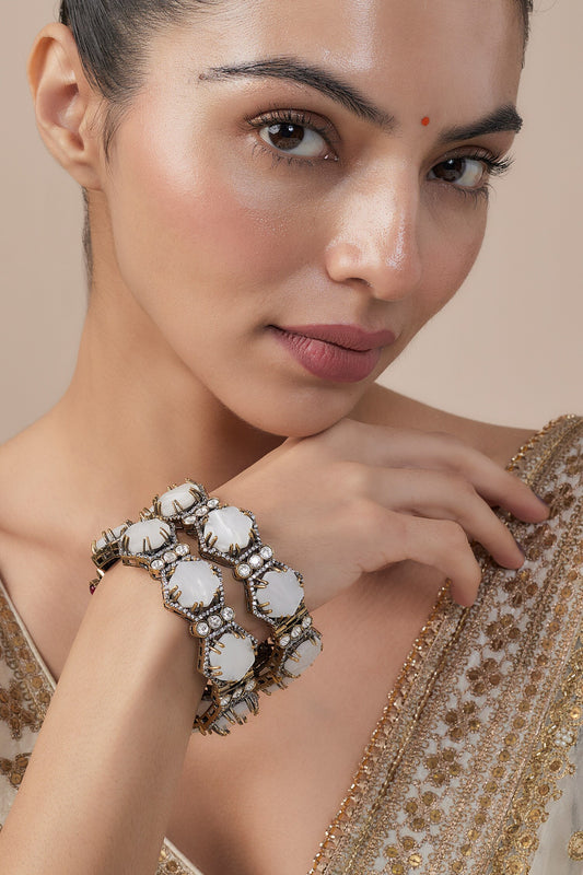 Gold Kundan Polki Designer Bangles 