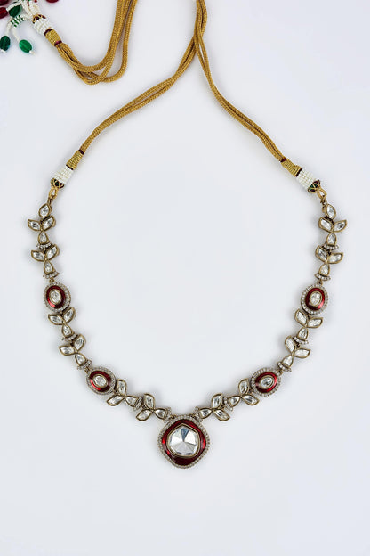 Kundan Polki Necklace & Earring Set 
