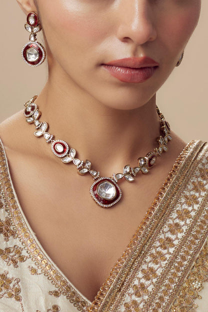 Kundan Polki Necklace & Earring Set 