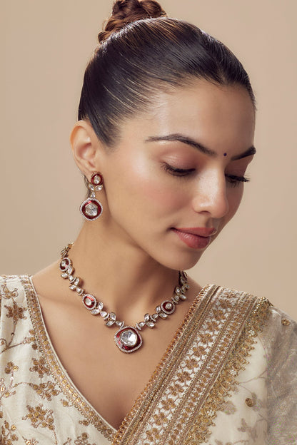 Kundan Polki Necklace & Earring Set 