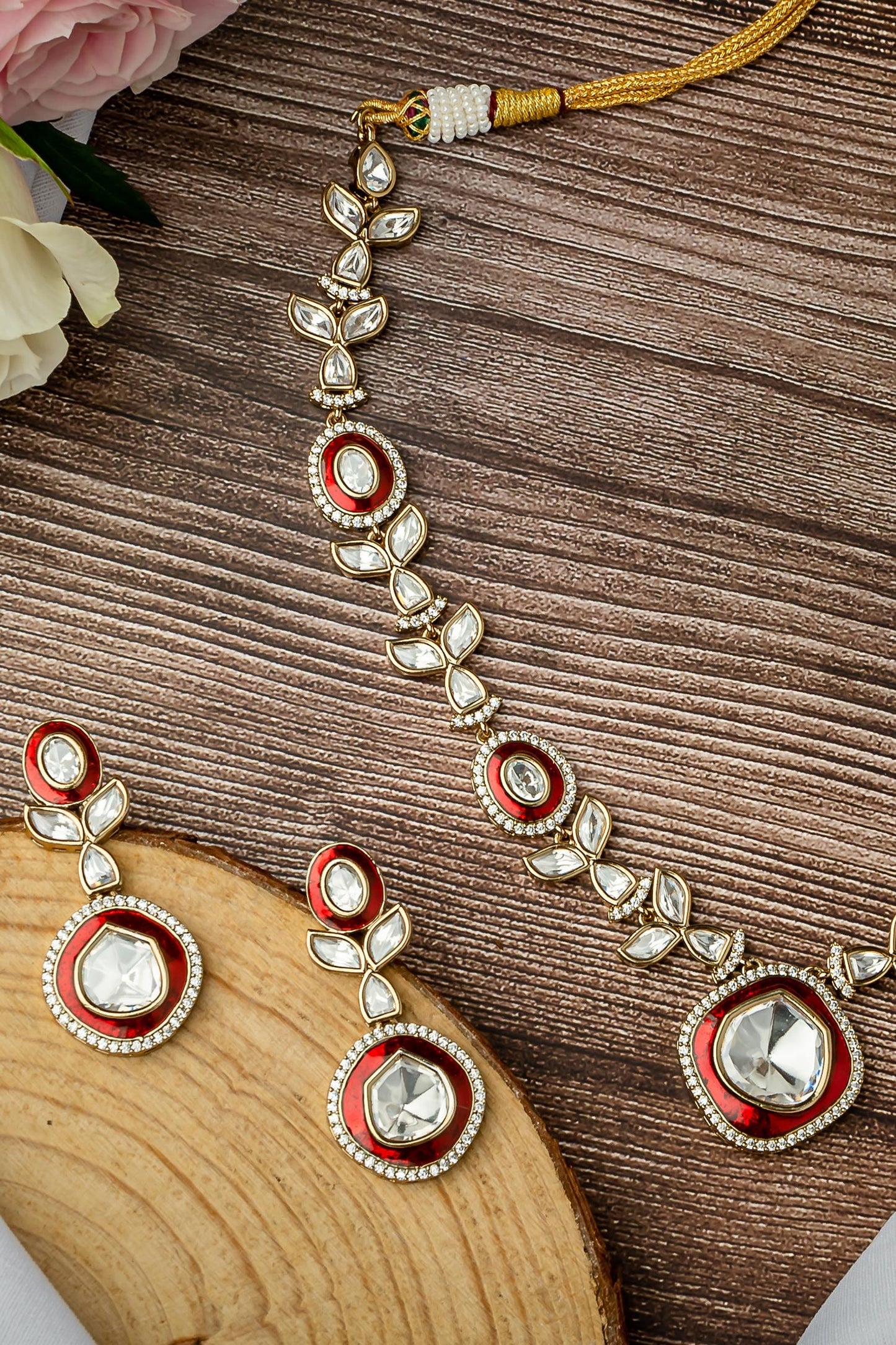 Kundan Polki Necklace & Earring Set 