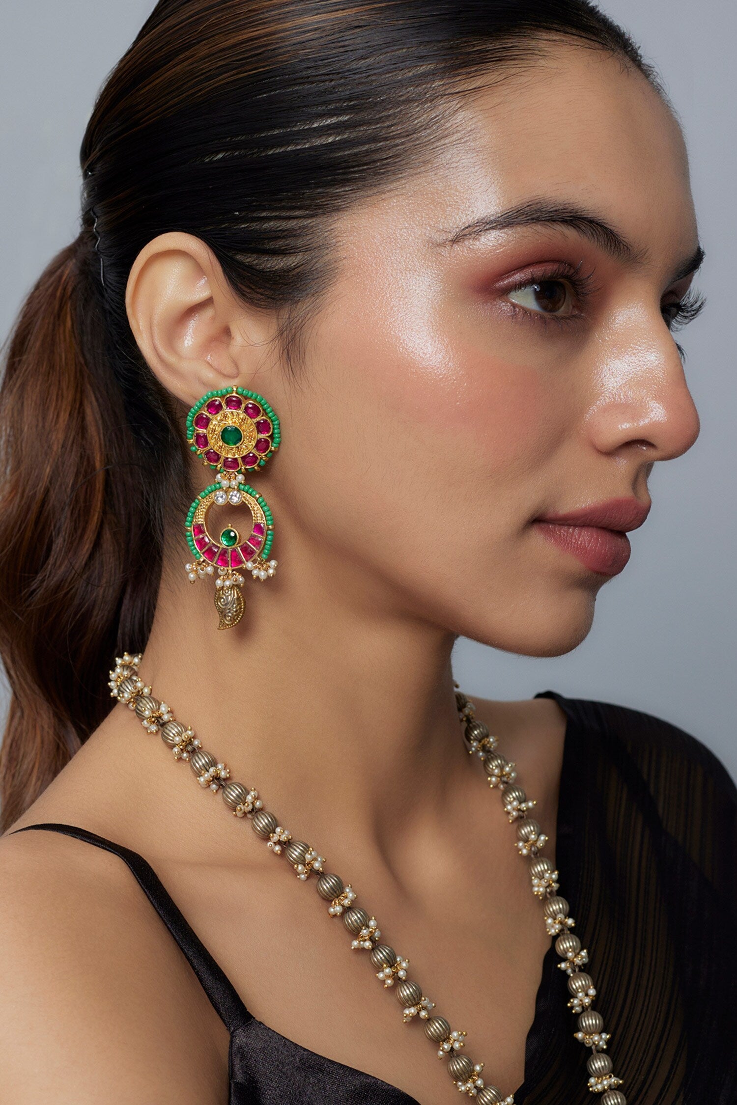 Kundan Polki Necklace & Earring Set 