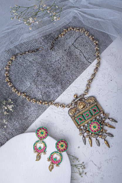 Kundan Polki Necklace & Earring Set 