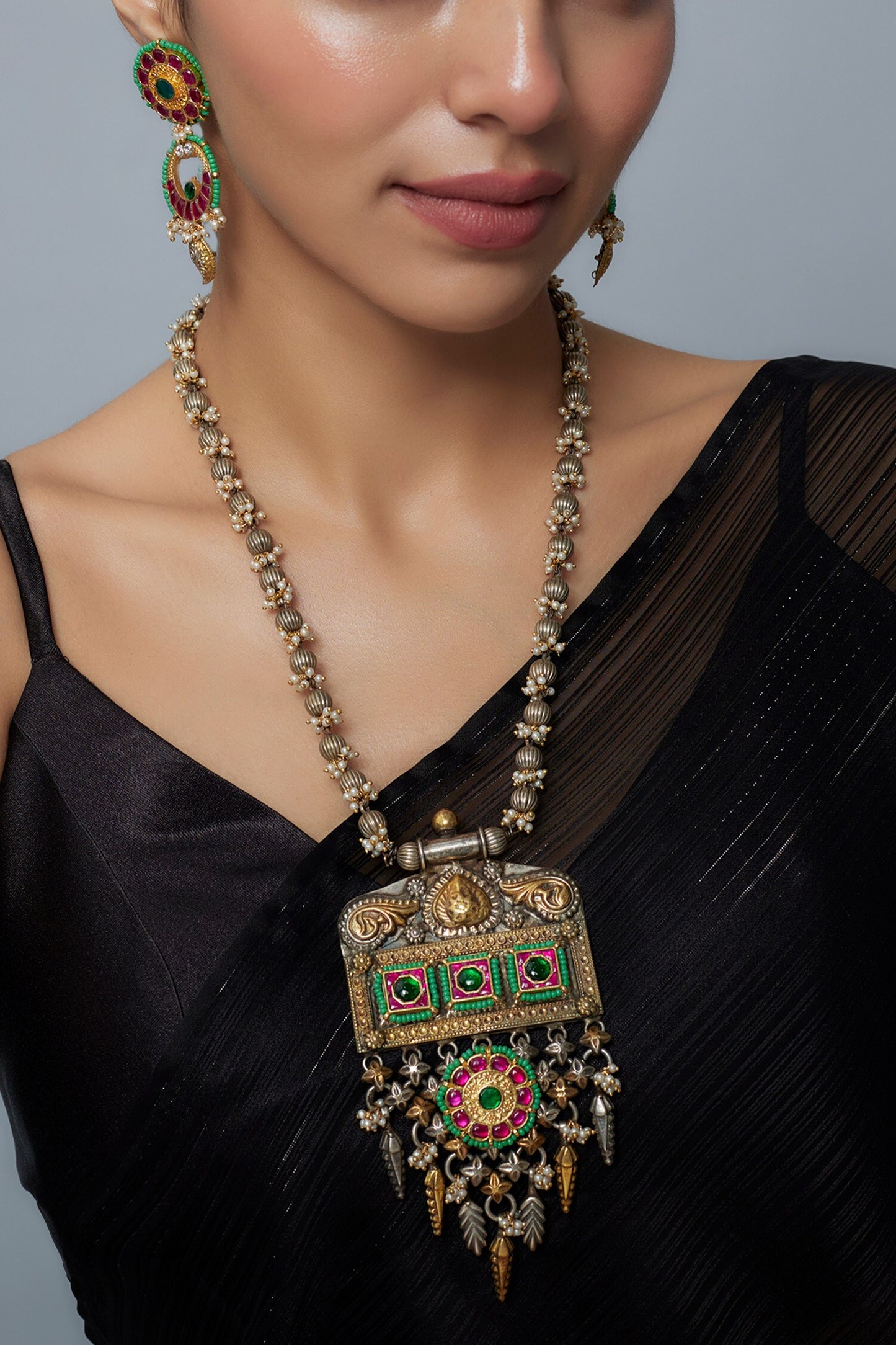 Kundan Polki Necklace & Earring Set 